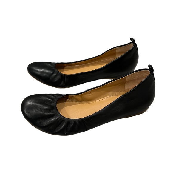 J. Crew Factory Black Leather Anya Ballet Flats, Sz 7 - Picture 3 of 13